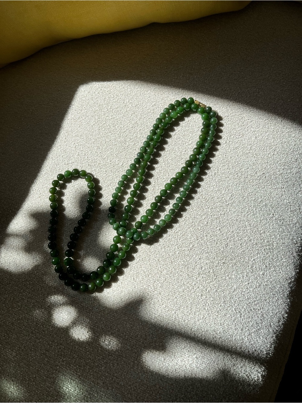 Jade Double - 3mm 30” dark green, Jade bead and 2 1/2mm 16” matching choker.